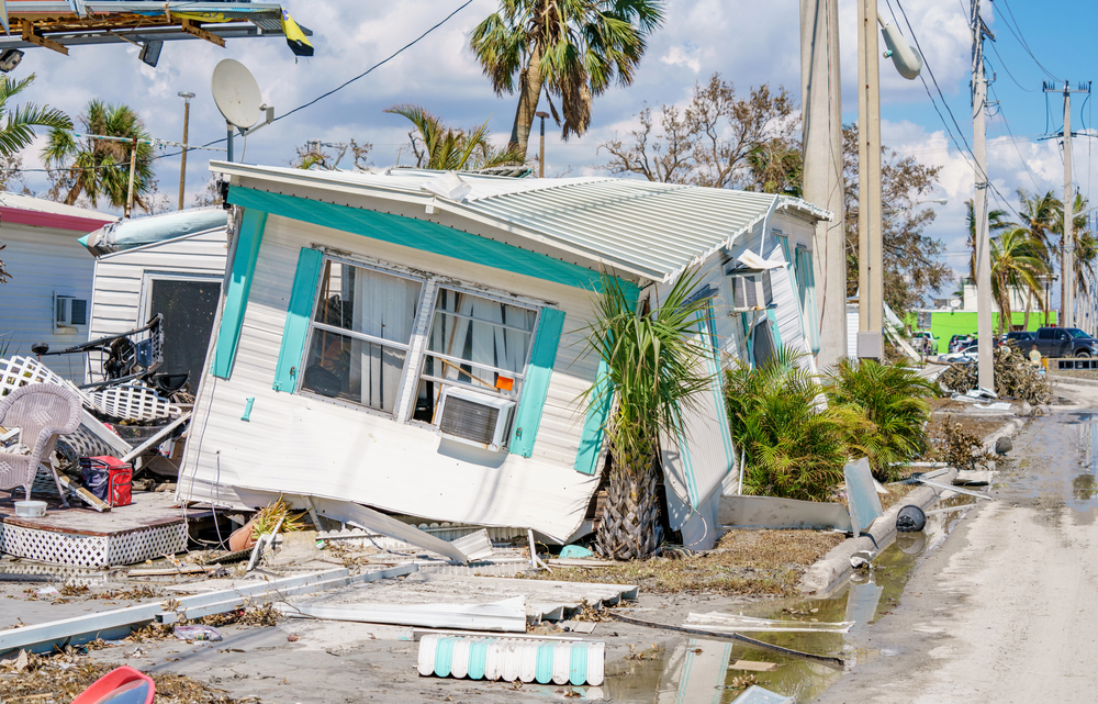 House after hurricane damage in Fort Myers, Florida
