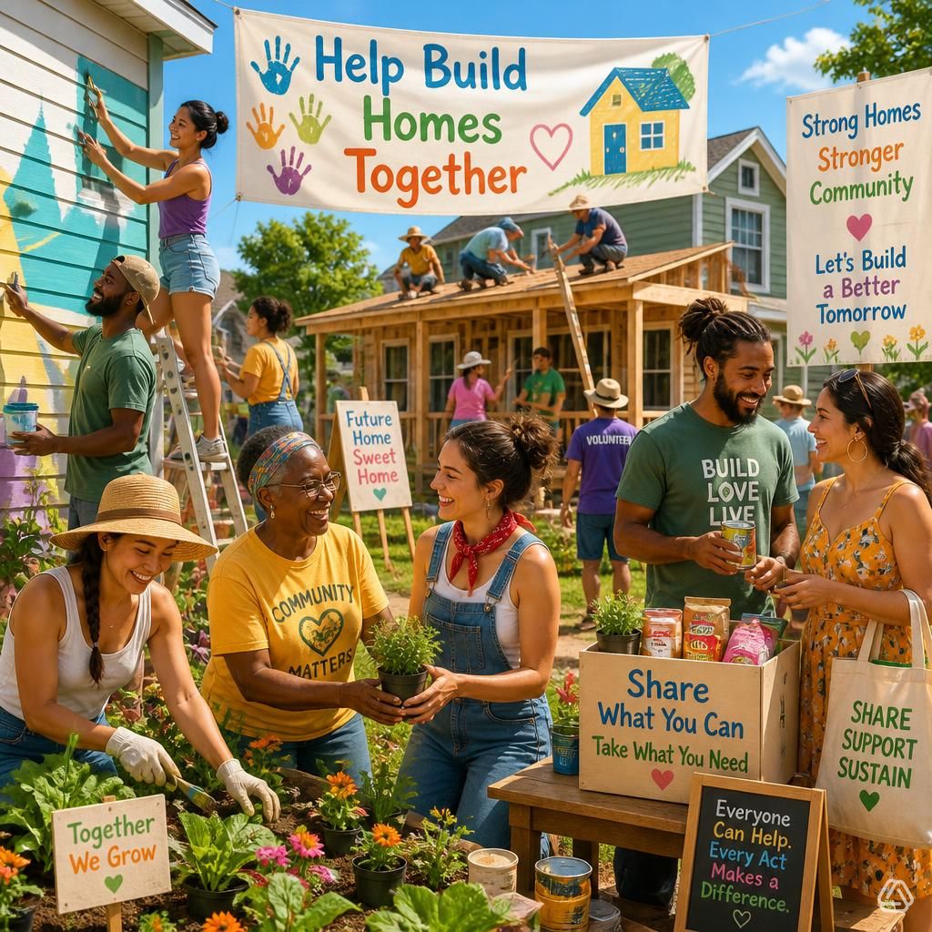 AHF community volunteers building and beautifying homes together